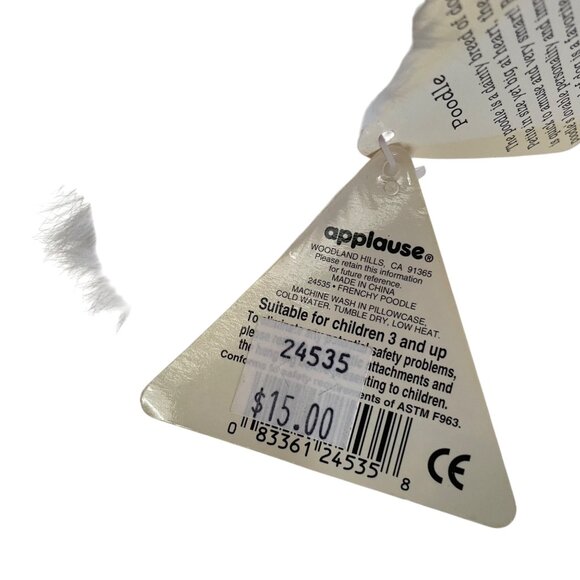 Vintage Dakin Applause White Poodle Plush Stuffed Animal Toy 8" Soft Fluffy Coll - Picture 3 of 16